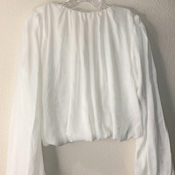 Zara Balloon Sleeve Satin Croped Top - Picture 6 of 9